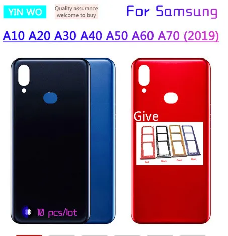 

10 шт./лот для SAMSUNG Galaxy A10 A20 A30 A40 A50 A60 A70 2019 оригинальная задняя крышка батарейного отсека задняя дверь корпус стекло панель