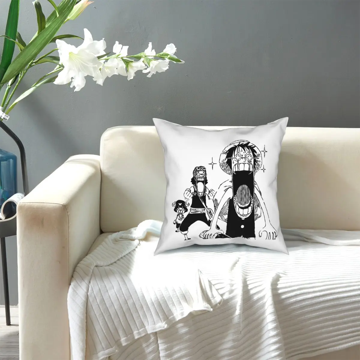 

Monkey D. Luffy Pillow Cases Japan Anime Straw Hat Mugiwara Manga Cushion Cover Decor Throw Pillow Case Cover for Home 18'