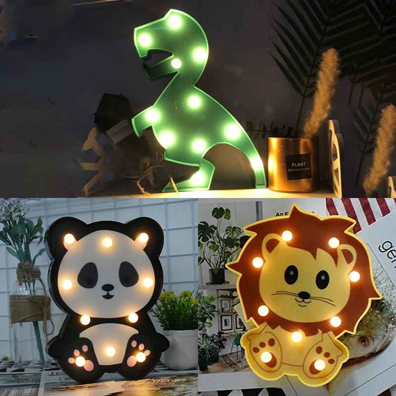 Lion panda dinos Lanpulux 3D Животные детские ночные светильники мультфильм лев енот панда Моделирование освещение приспособление для детской комнаты декор прикроватная лампа - Испускаемый цвет: Lion panda dinos