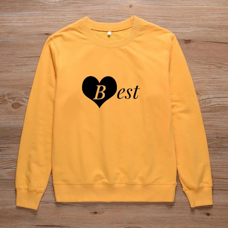 ONSEME Best Frieds Forever Print Harajuku Толстовка для женщин 80s 90s свитшот в стиле грандж лучшие друзья соответствующие BFF Friend Топы S-31 - Цвет: Yellow-Best
