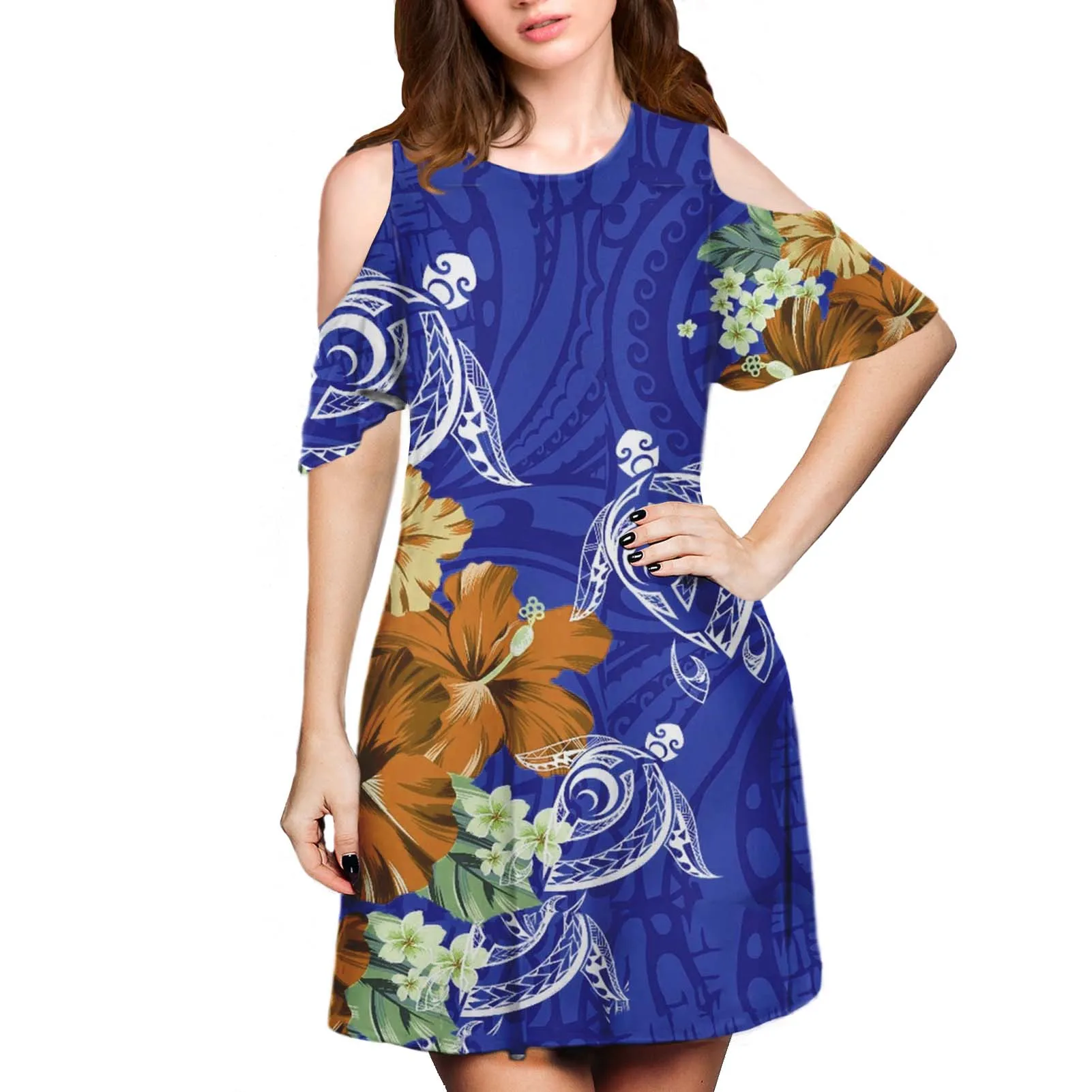 Hycool Лидер продаж полинезийская принт для женщин Милое Платье миди красное платье