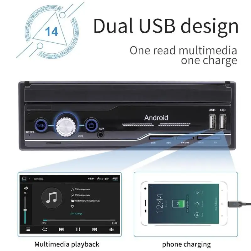 

SWM 7" Android 8.1 Car Radio Stereo Audio Player Bluetooth WIFI FM Radio 1 Din Autoradio Mirror Link GPS Navigation Retractable