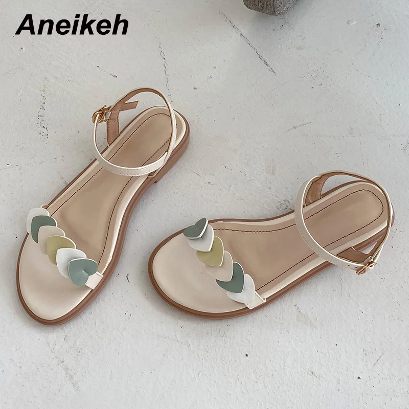 

Aneikeh Autumn Sapatos Das Mulheres Round Toe Flat PU Basic Leisure Concise Buckle Strap Casual Shallow Apricot Size 35-39 Adult