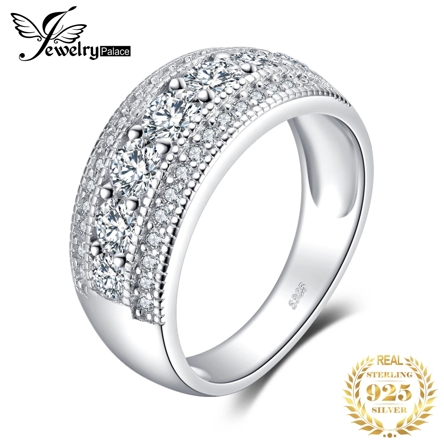JewelryPalace модные 1.3ct круглый коктейльное кольцо из натуральной 925 пробы Серебряные