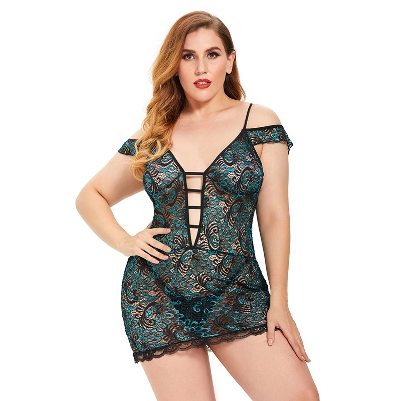

Women Sexy Lingerie Plus Size Porno Lace Sleepwear Dress night skirt Hollow-out Chemise Costume Erotic Underwear