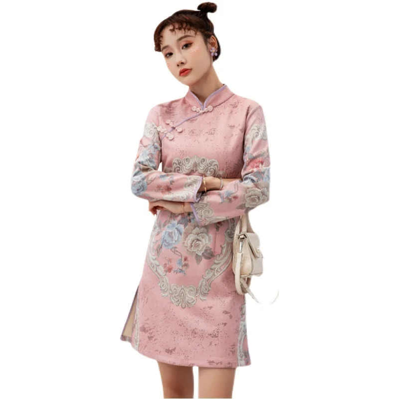 

Tang suit Chinese New Year is installed in the new dress suede young girl cheongsam modified dress