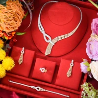 blachette luxury trendy mixed big statement jewelry set for women wedding party cubic zircon cz african dubai bridal new 4pcs