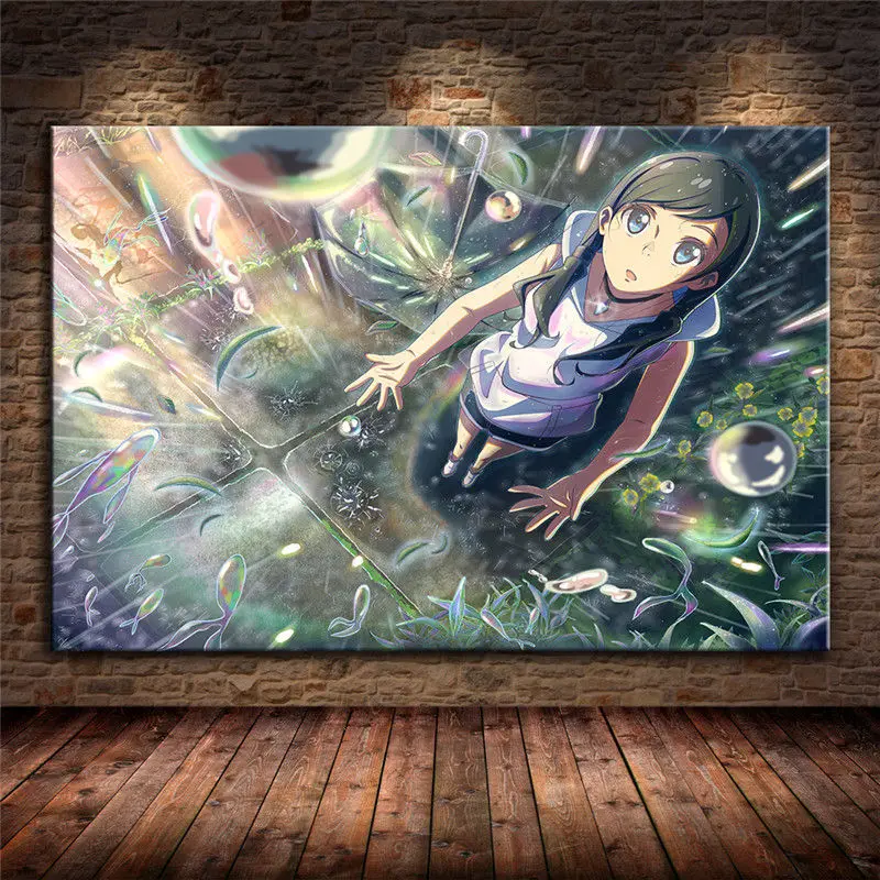 Японское аниме Картина на холсте с надписью Weathering With You плакат и принты Настенная