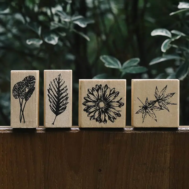 Ретро листья цветущие цветы винтажное украшение отметка для скрапбукинга