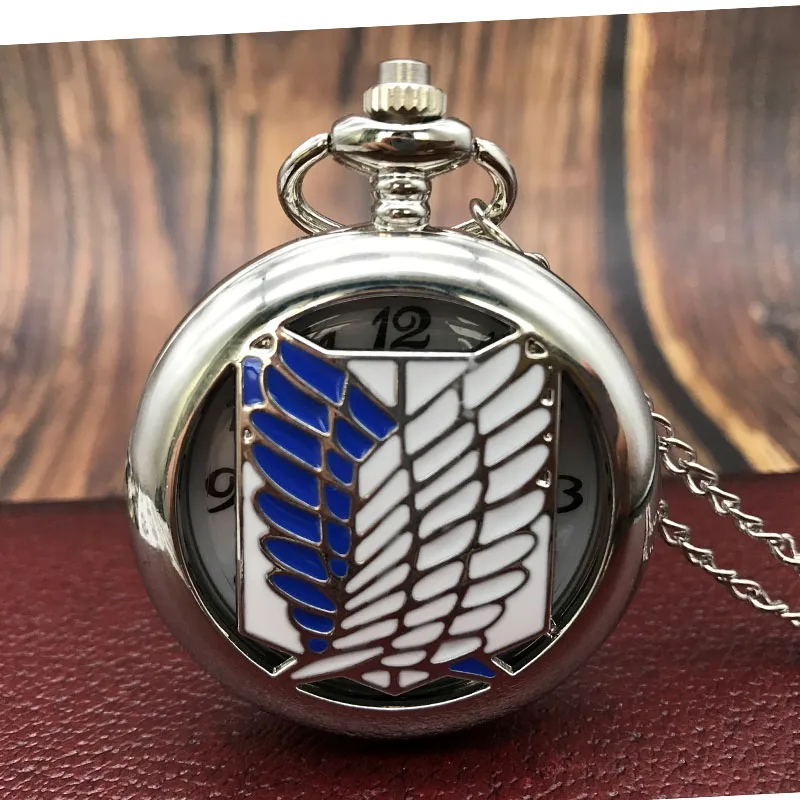 Карманные часы в античном стиле с серебряными крыльями титанов Атака Титанов