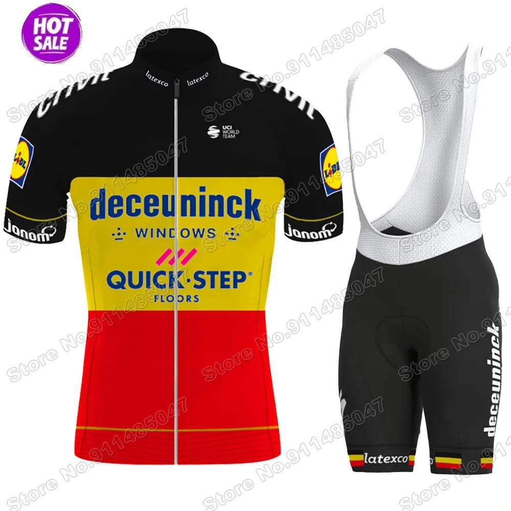 

Велосипедный Трикотажный костюм Бельгии Quick Step Champion 2022, комплект с рубашкой с коротким рукавом, спортивная одежда для дорожного велосипеда, ...