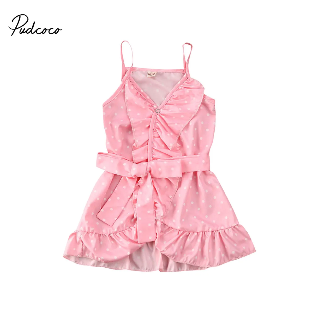2020 Baby Summer Clothing Toddler Girl Kid Clothes Sling Polka Dot Dress Strap Ruffled Outfit Gown | Детская одежда и обувь