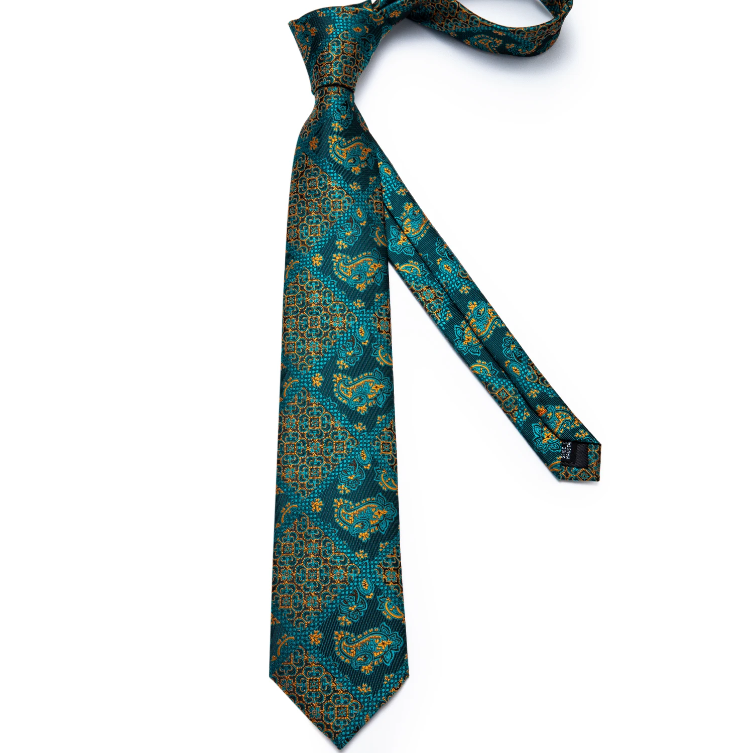 Мужской галстук зеленый золотой Пейсли качественный Свадебный для мужчин