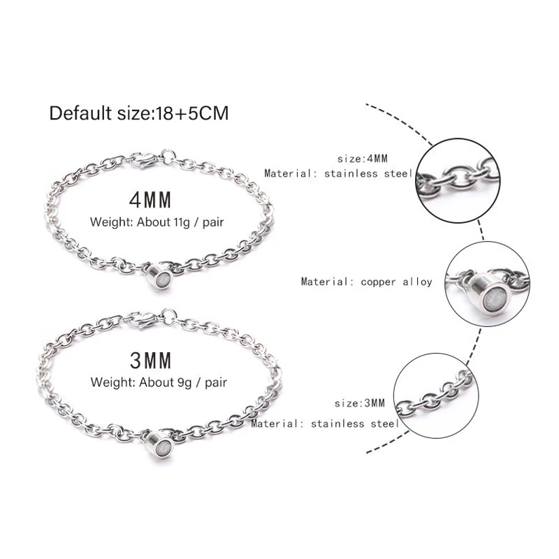 

Couple Bracelets Stainless Steel Magnet Attract Charm Bracelets Suit for Men Women Lovers Jewelry Gifts for New Year