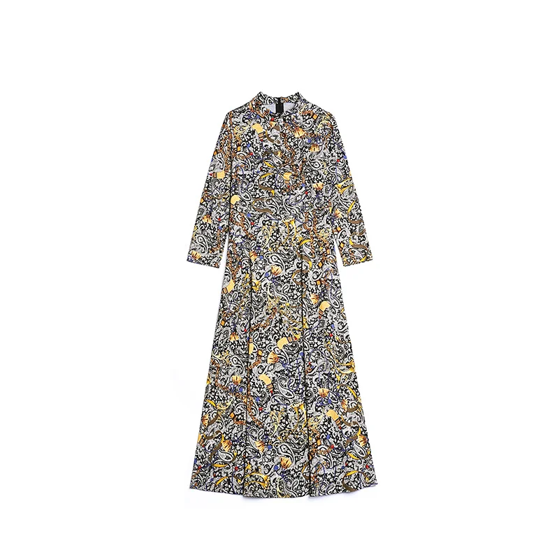 

Spring Autumn Dress Women Clothes Long Dresses Party Dress Floral Vintage Dress Elegant Vestidos Robe Femme YY2483