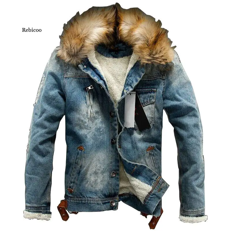 

2021 Winter Men's New Denim Jacket Denim Male Jacket Couple Models Men's Autumn and Winter Plus Velvet Thick Plus Size