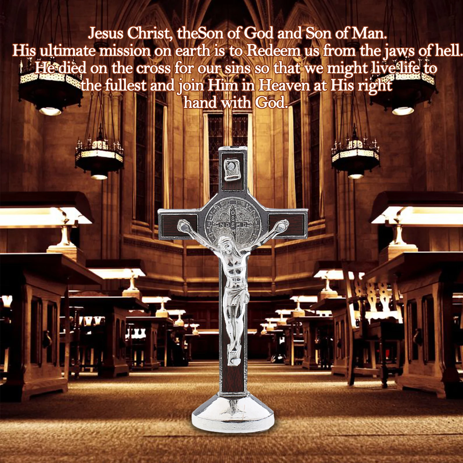

Alloy Crucifix Jesus Christ Cross Statue Figurine Perfect Gifts for Car Home Chapel Decoration