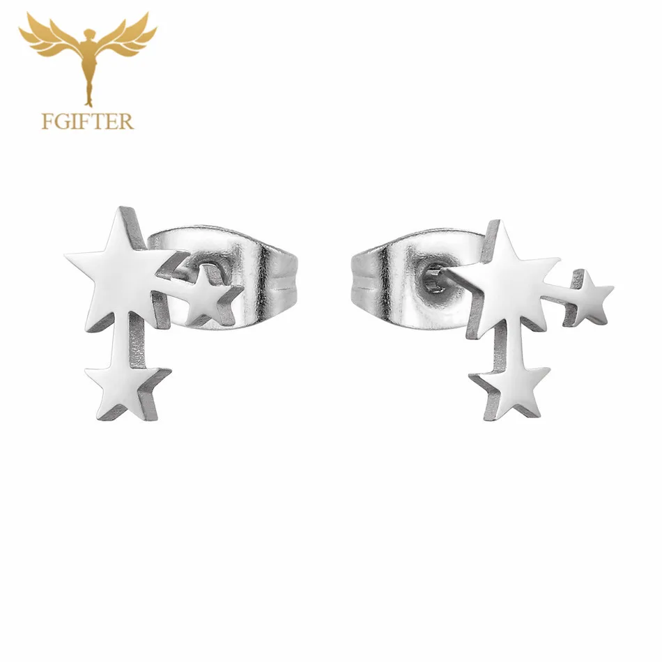 Star Earrings 12pairs/lot Wholesale Star Earrings Set Man Woman Girl Stud Earring Gold Stainless Steel Jewelry Fashion Jewellery - Окраска металла: Star Earrings
