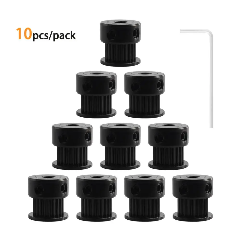

SIMAX3D 10pcs Black GT2 timing pulley 20teeth alumium bore 6mm fit for belt width 5/6mm CNC ender3 Pro hotend 3D Printer Part
