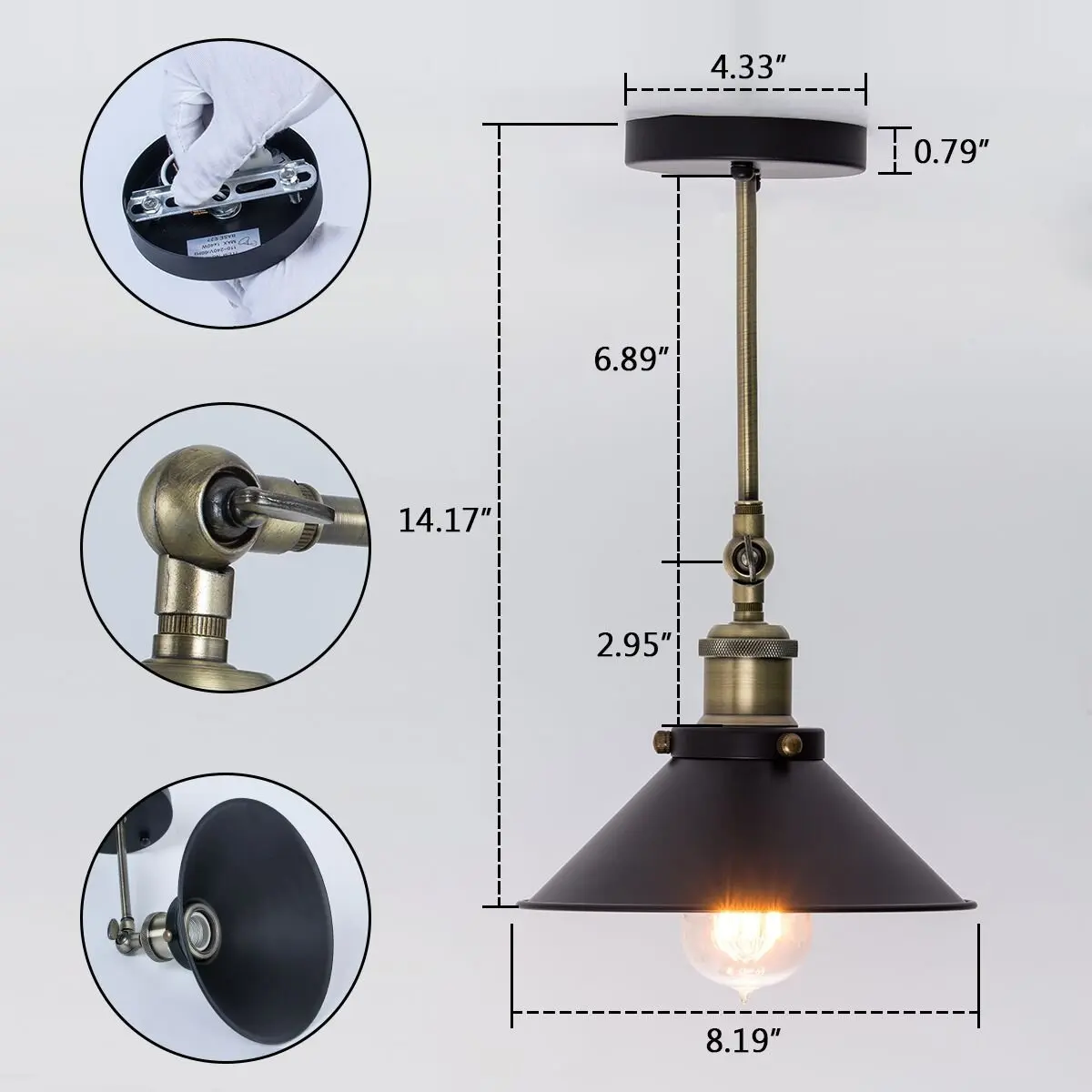 

Retro Industrial Sconce Mini Adjustable Vintage Edison Simplicity Wall Lamp/Ceiling Light Loft Style Antique Lampshade