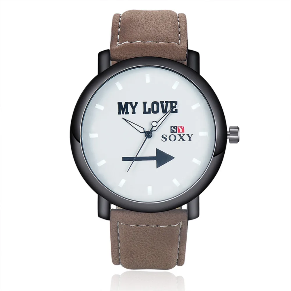 

Clearance New Men's SOXY Relojes Quartz Watch Leather Brief Fashion Watch My Love Hot Sale Round Dial Clock Masculino Wristwatc