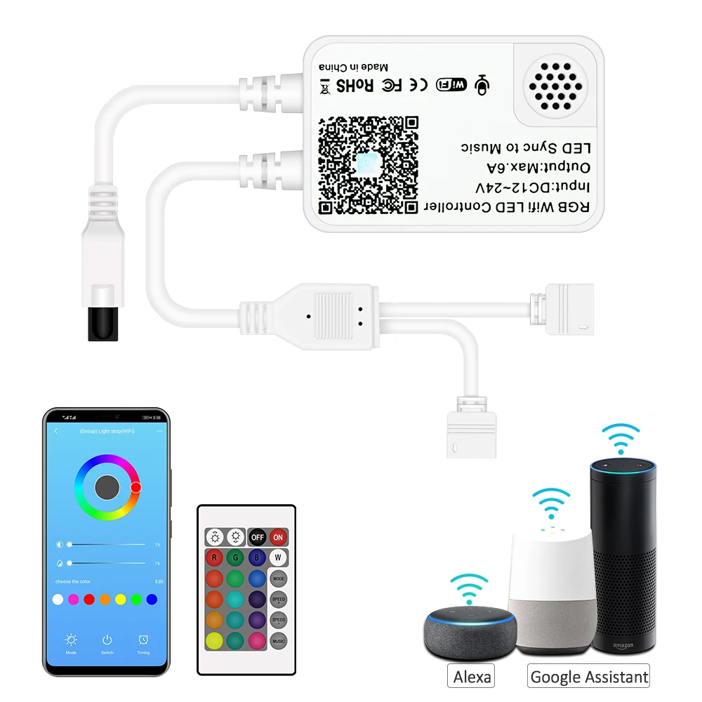 Пульт управления Wi Fi совместим с Alexa Google Assistant работает RGB светодиодными лентами