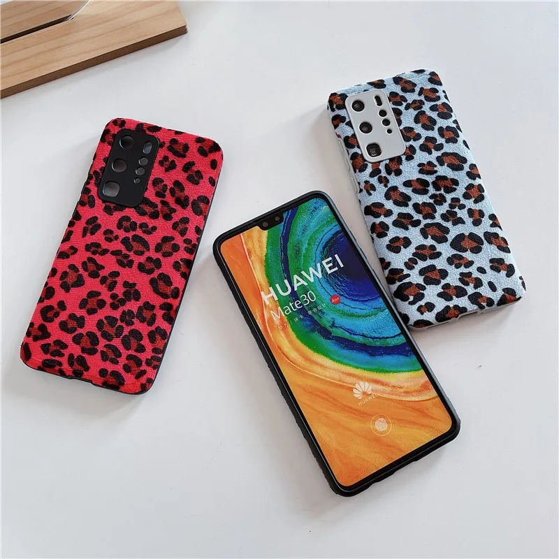 

Cute Plush Leopard Pattern Silicone Case On For Huawei P40 P30 Pro Nova 5 6 7 Pro Se Mate 30 40 Pro Soft Back Cover Funda Coque