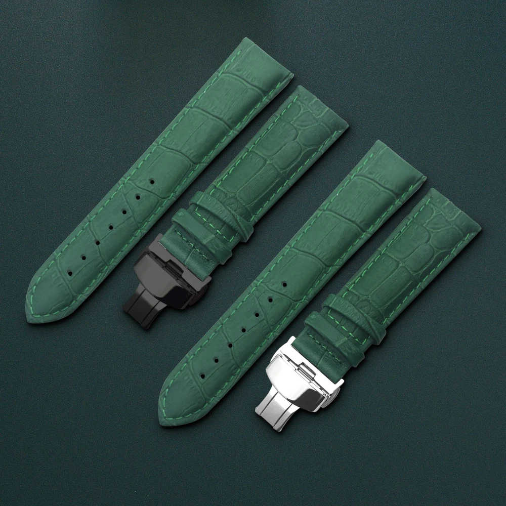 Ремешок для часов из натуральной кожи зеленый браслет наручных с