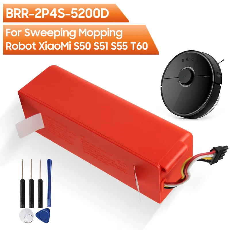 

Original Replacement Sweeping Mopping Robot Battery BRR-2P4S-5200D For XIAOMI MIJIA Mi S50 S51 S55 T60 Vacuum Cleaner 5200mAh