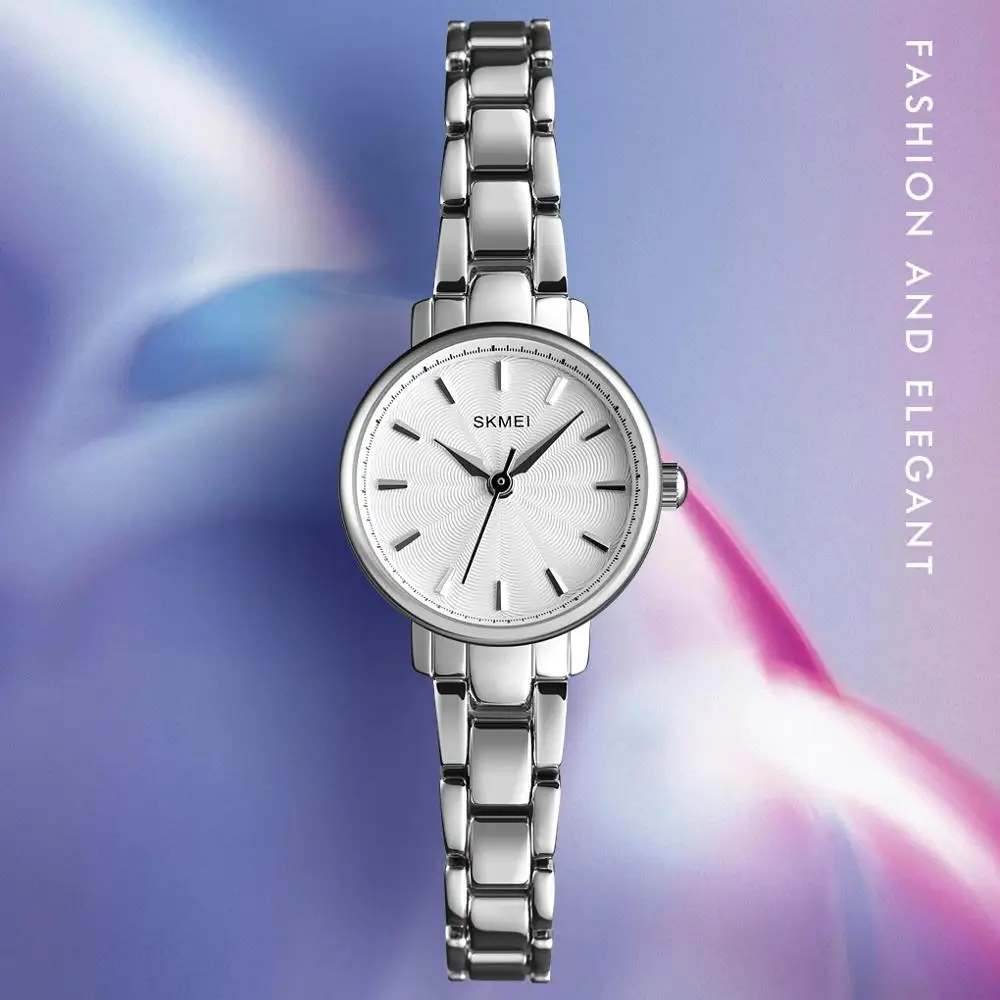 

SKMEI Slim Bracelets Watch Stainless Steel Women Quartz Watch Luxury Analog Rose Gold Fashion Dress Ladies Wristwatches 1410