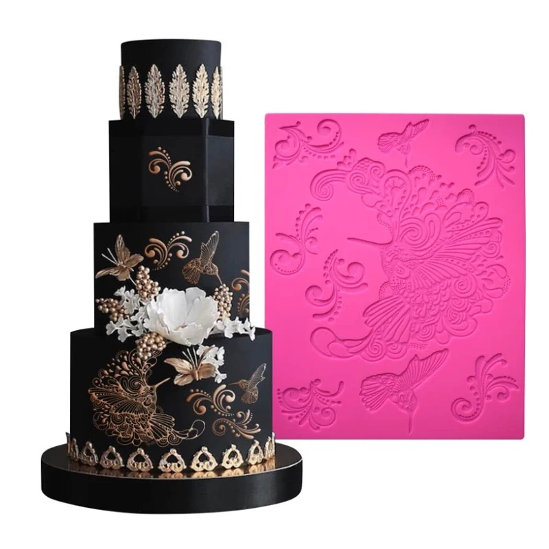 Силиконовая форма для торта с колибри украшения кружевные коврики помадки