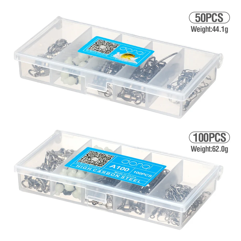 DONQL 50 шт./компл. 5 видов гибридных рыболовных соединителей блокирующая Пряжка