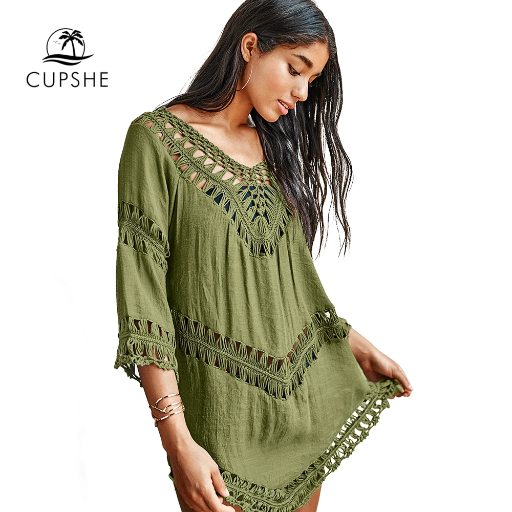 CUPSHE оливковое зеленое бикини с v-образным вырезом сексуальное пляжное