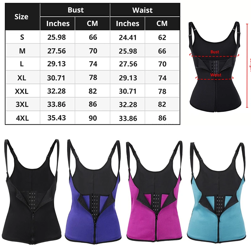 

Women Shapewear Sports Waist Trainer Belt Shoulder Adjustment Tummy Abdomen Waistcoat Three-Breasted Zipper Corset Body Shaper