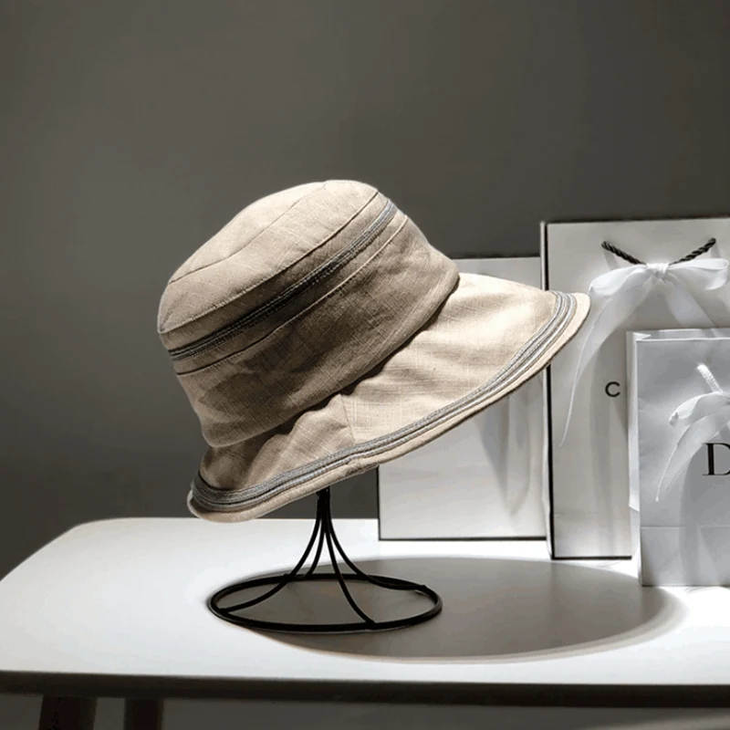 Freeander Japanese Linen Fisherman Hat Female Summer Korean Casual Wild Literary Lotus Leaf Hat Sunscreen Sun Hat