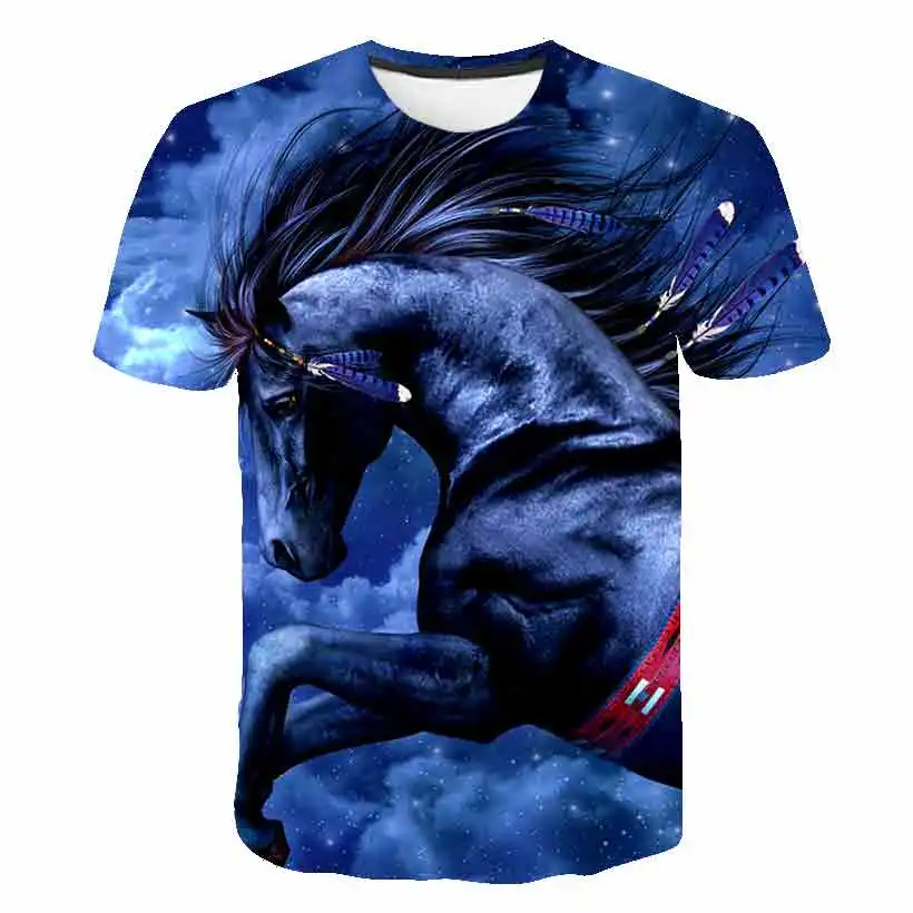 Футболка с 3d рисунком бега лошади забавная футболка животных галактики