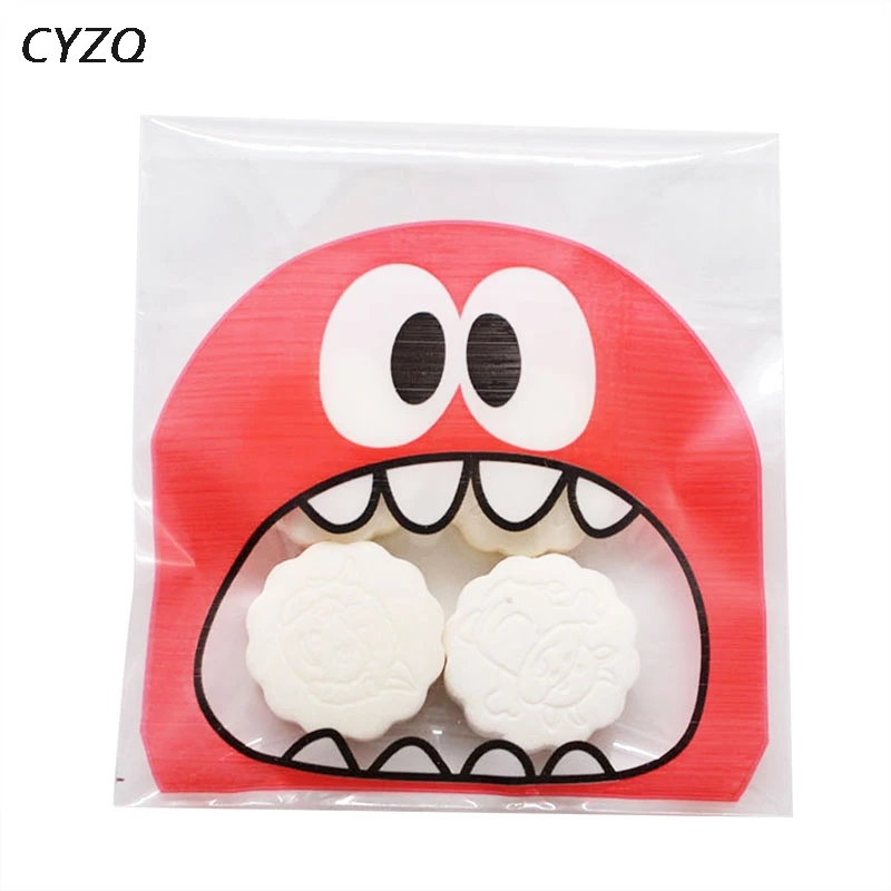 50 шт. милый большой пасть чудовища пластиковый пакет для печенья на день рождения