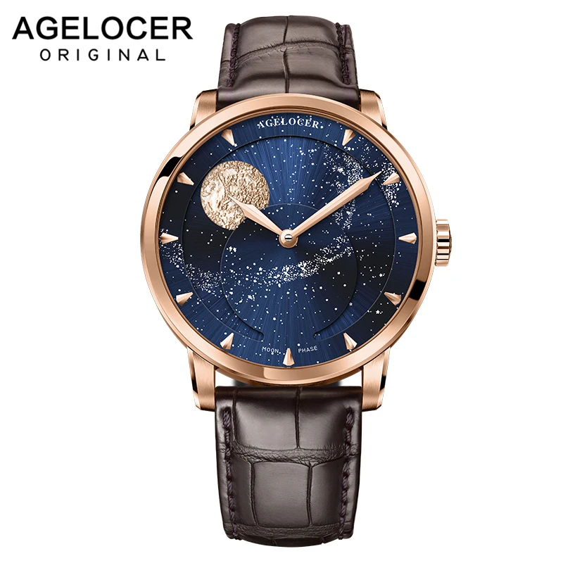 AGELOCER Switzerland Designer Moon Phase Luxury Watch Top Brand Mens Automatic Sapphire Watches Mechanical Power Reserve 6404D2