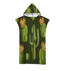 Пляжное полотенце-пончо из микрофибры с капюшоном и принтом кактуса для взрослых
