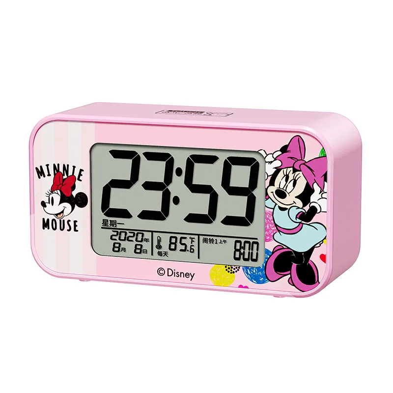 

Authentic Disney Mickey Minnie Simple Electronic Small Alarm Clock Smart Multifunctional Mute Student Bedroom Bedside Clock