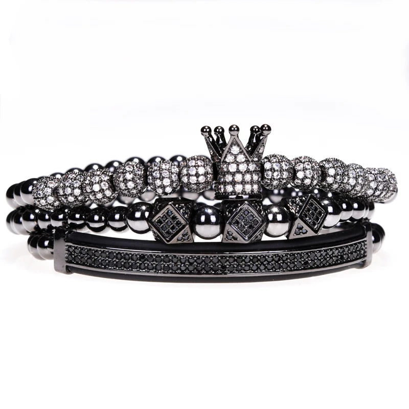 3 шт./компл. роскошные ювелирные изделия новинка циркон хип-хоп Золотая Корона