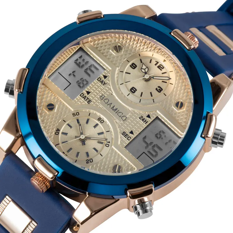 Часы мужские водонепроницаемые кварцевые с хронографом 3 часовых пояса|Мужские