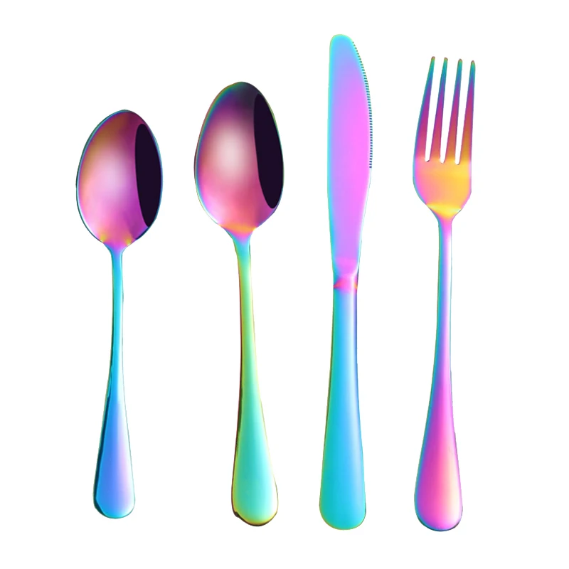

Tableware 24Pcs Rainbow Tableware Stainless Steel Cutlery Cutlery Set Fork Spoon Knife Set