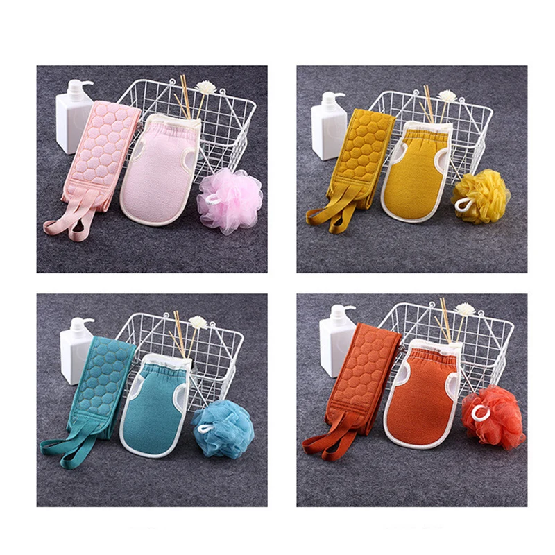 

3pcs/set Body Cleaning Washcloth Bath Gloves Brush Home Bath Shower Ball Back Scrubber Set Exfoliating Skin Towel Bath Gloves