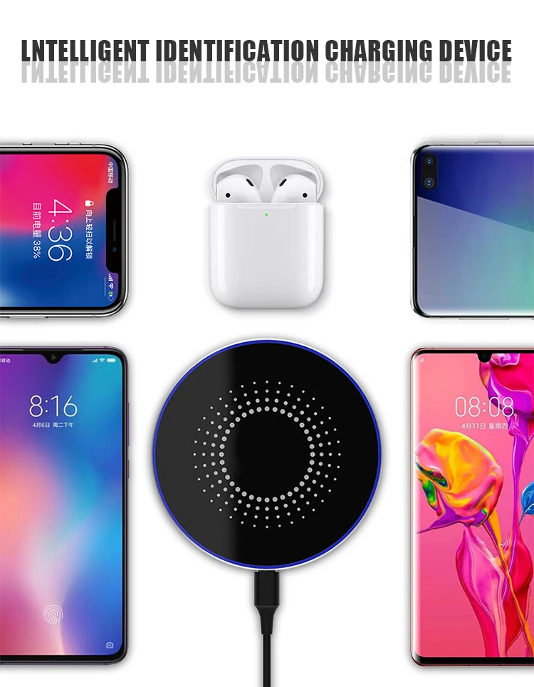 15 Вт Qi Беспроводное зарядное устройство Быстрая зарядка для huawei mate 20 Pro samsung Note 10 Plus металлическая Беспроводная зарядка для iPhone X Xs Max 8