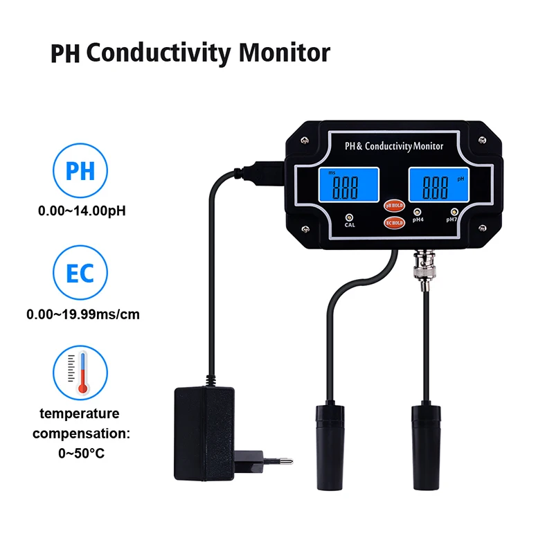 2 в 1 анализатор качества воды с ЖК дисплеем и подсветкой|Измерители pH| |