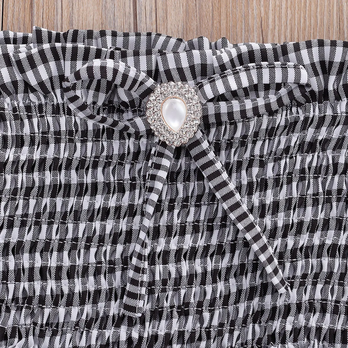 Conjunto de ropa a la moda para ni&ntilde;os y ni&ntilde;as, camisetas de manga corta con estampado a cuadros, Tops, pantalones cortos Vaqueros, 2 uds., verano de 2-9 a&ntilde;os-3