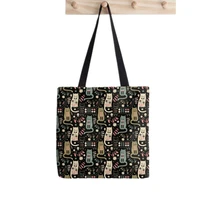 2021 shopper cat folk cute tote bag painted women harajuku shopper handbag girl shoulder shopping bag lady canvas bag