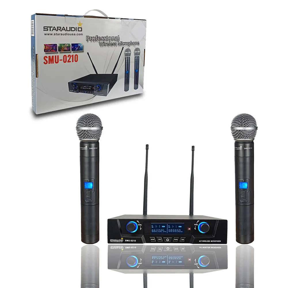 Профессиональный 2 канала UHF портативная Беспроводной микрофон 2CH выбирается