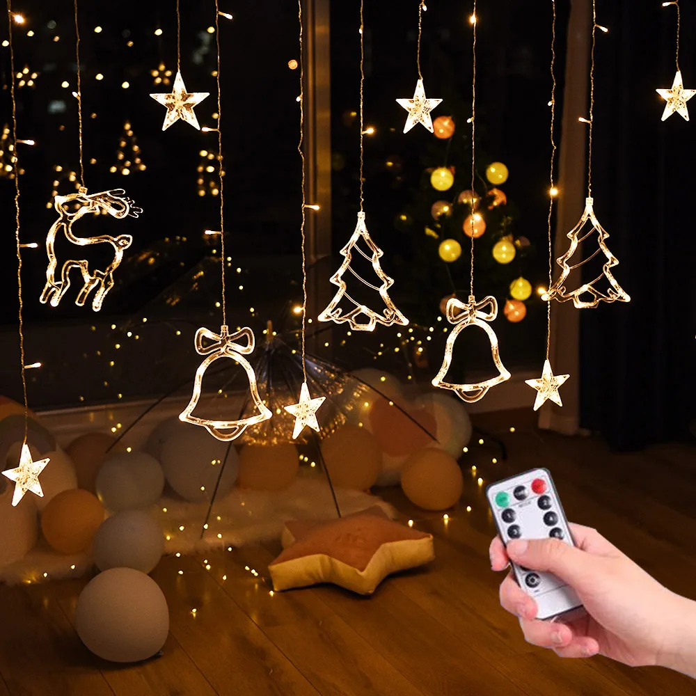 

3.5M 220V LED Moon Star Lamp Christmas Romantic Garland String Lights Fairy Curtain Light for Holiday Wedding Party Decoration